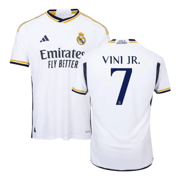Men's Authentic VINI JR. #7 Real Madrid Home Soccer Jersey Shirt 2023/24