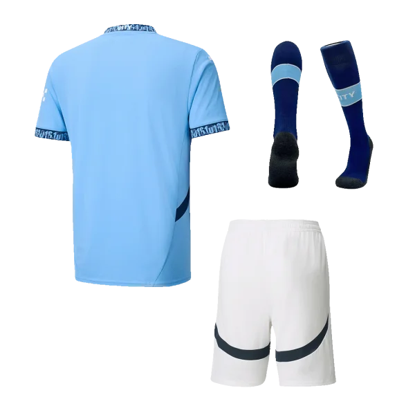 Men'S Manchester City Home Soccer Jersey Whole Kit (Jersey+Shorts+Socks) 2024/25 - Top Soccer Jerseys: Fan &Amp; Player Versions | Goalkits.net