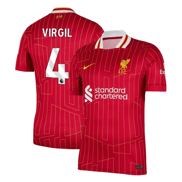 Premium Quality Men's VIRGIL #4 Liverpool Home Soccer Jersey Shirt 2024/25 - Fan Version