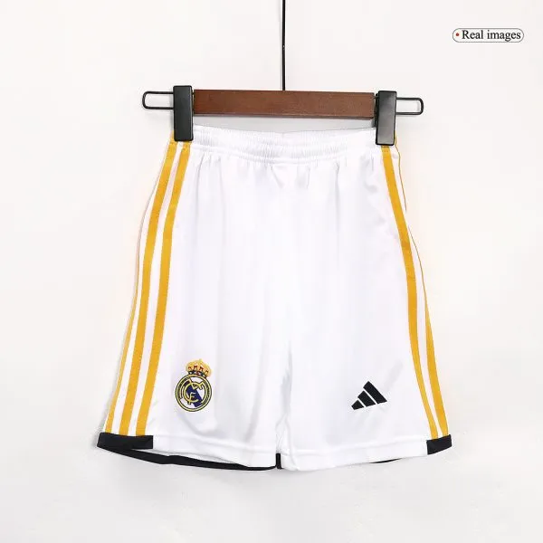 Kids Real Madrid Home Long Sleeve Soccer Jersey Kit (Jersey+Shorts) 2023/24 - Top Soccer Jerseys: Fan &Amp; Player Versions | Goalkits.net