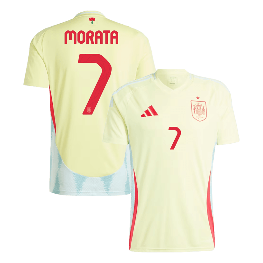 Men Spain EURO 2024 Soccer Jersey MORATA 7 Away 2024 Fan Version