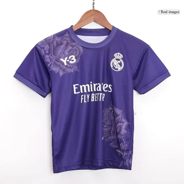 Kids Real Madrid Y-3 Fourth Away Soccer Jersey Kit (Jersey+Shorts) 2023/24 - Top Soccer Jerseys: Fan &Amp; Player Versions | Goalkits.net
