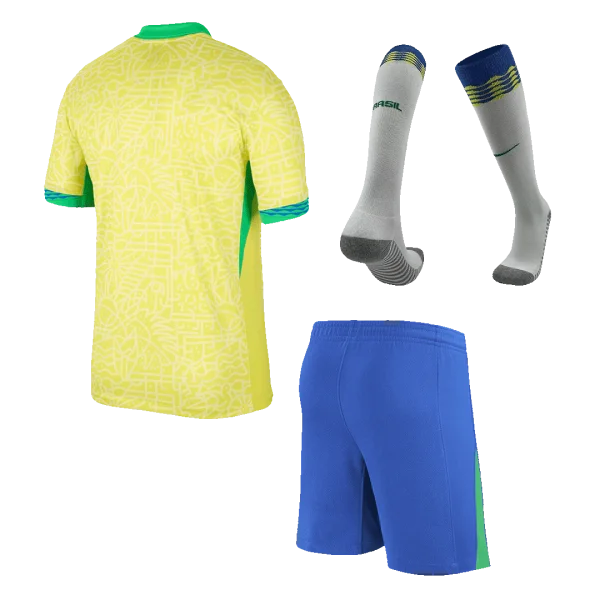 Men'S Brazil Home Soccer Jersey Whole Kit (Jersey+Shorts+Socks) Copa América 2024 - Top Soccer Jerseys: Fan &Amp; Player Versions | Goalkits.net