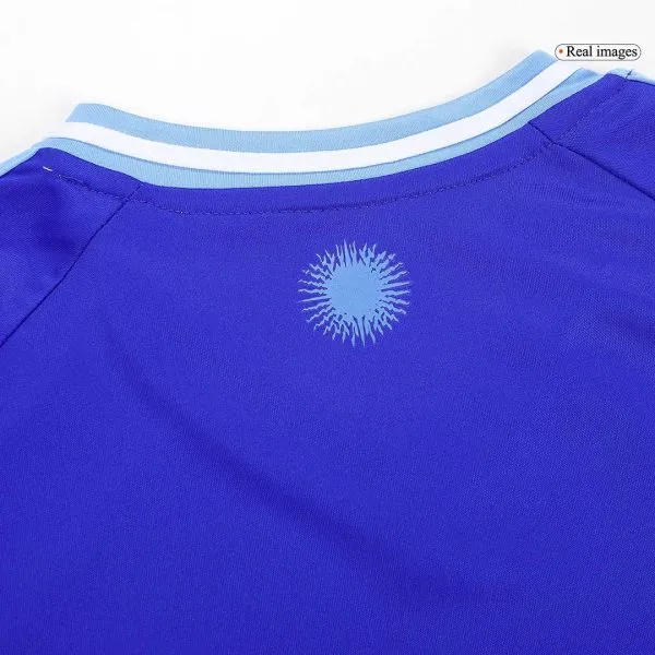 Kids Argentina Away Soccer Jersey Whole Kit (Jersey+Shorts+Socks) Copa América 2024 - Top Soccer Jerseys: Fan &Amp; Player Versions | Goalkits.net
