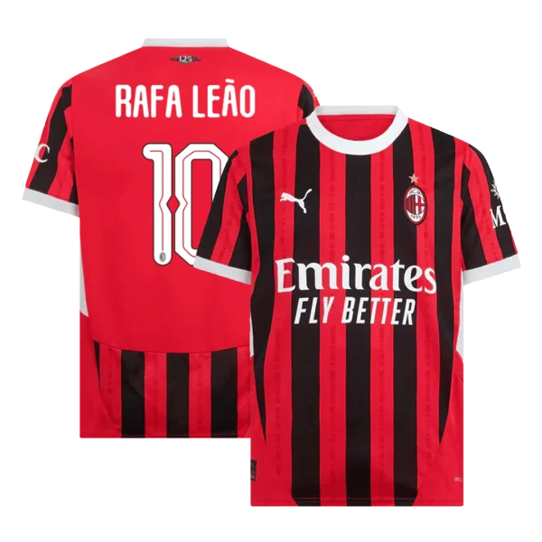Ucl Men'S Rafa Leão #10 Ac Milan Home Soccer Jersey Shirt 2024/25 - Fan Version - Top Soccer Jerseys: Fan &Amp; Player Versions | Goalkits.net
