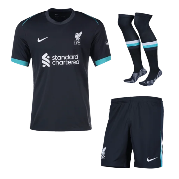 Men'S Liverpool Away Soccer Jersey Whole Kit (Jersey+Shorts+Socks) 2024/25 - Top Soccer Jerseys: Fan &Amp; Player Versions | Goalkits.net