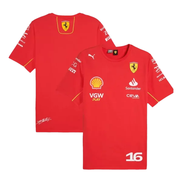 Men'S Ferrari F1 Racing Team Charles Leclerc #16 T-Shirt 2024 Red - Top Soccer Jerseys: Fan &Amp; Player Versions | Goalkits.net