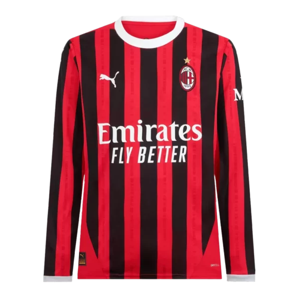 Men's AC Milan Home Long Sleeves Soccer Jersey Shirt 2024/25 - Fan Version